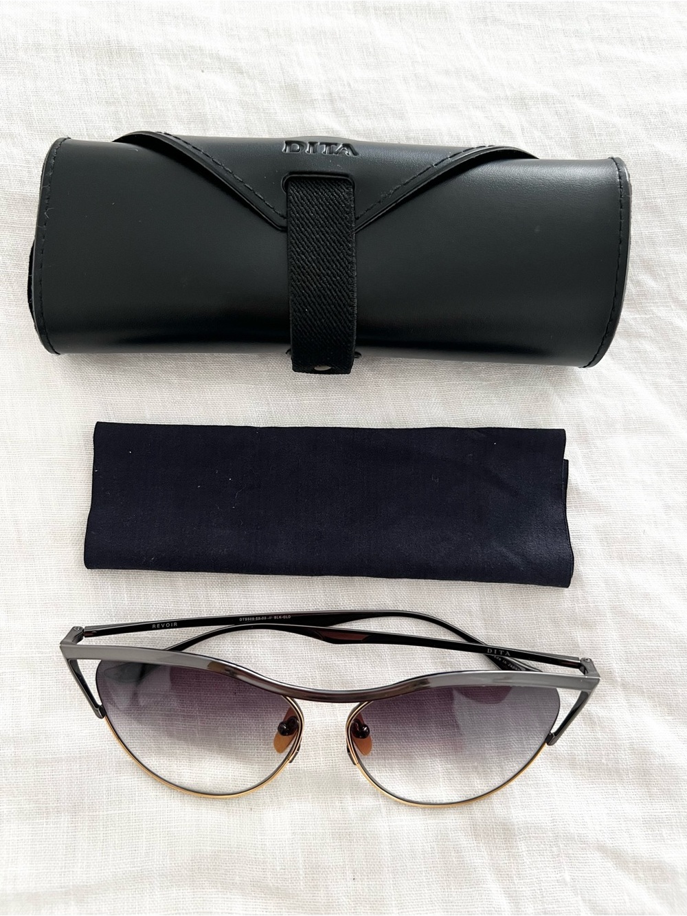 Dita Revoir Black & Yellow Gold Gradient Lens Cat-Eye Sunglasses